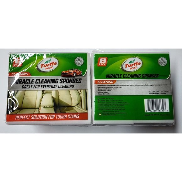 New Turtle Wax Miracle Cleaning 6 Count Quality Sponges For Tough Stains 2 Pack - Picture 3 of 5